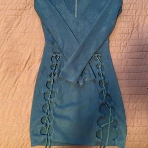Blue velvet night out dress